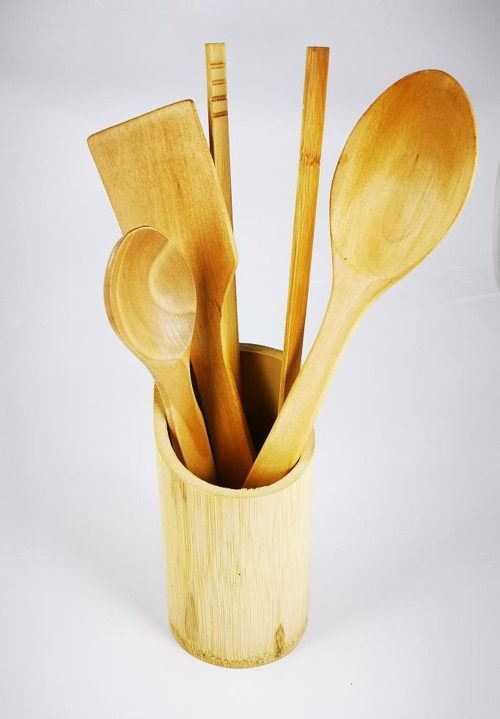Ahşap Spatula Servis Yemek Kaşığı Maşa Seti