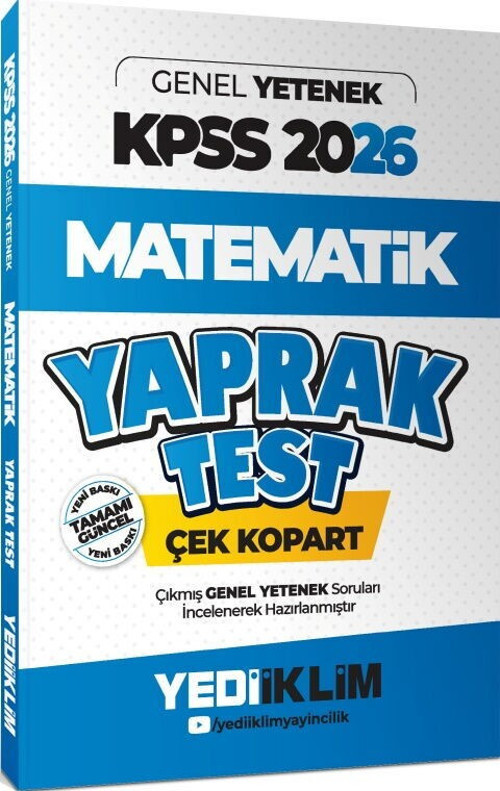 2026 KPSS Genel Yetenek Matematik Çek Kopart Yaprak Test Yediiklim Yayınları