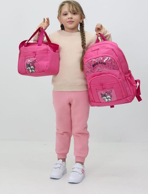 Melody Kuromi 3’lü Okul Çanta Sırt Çantası Beslenme Çantası Kalemlik Peluş Oyuncak Hediyeli İlkokul