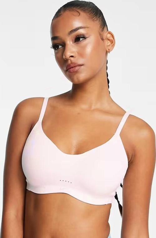 Training Dri Fit Alate Minimalist Light Support Padded Bra Light Pink Kadın Lazer Kesim Bra Açık Pembe
