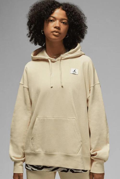 Jordan Flight Fleece Oversize Hoodie Kadın Kapüşonlu Oversize Sweatshirt Bej