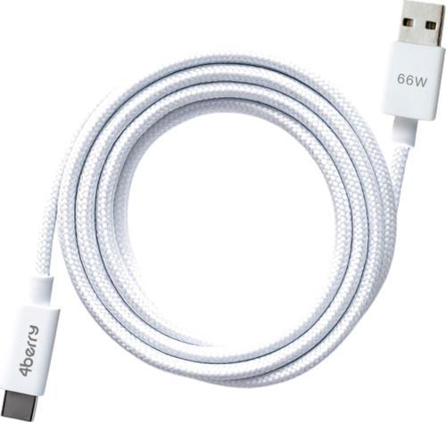 ECO-AC Beyaz USB-A›USB-C Örgülü Kablo – 66 W Hızlı Şarj, Dayanıklı