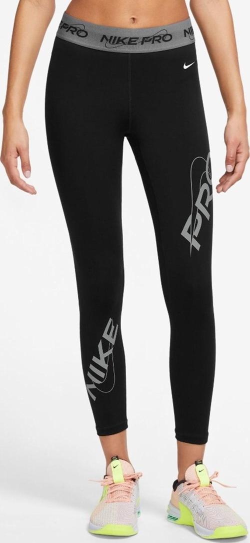 Pro Dri Fit Grafik Mid Rise 7/8 Lenght Tight Kadın Antrenman Taytı Siyah