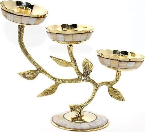 Pirinç Sedefli 3'lü Şamdan 5935