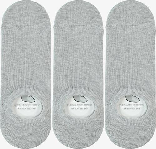 4 Non-Slip Heel Grid Sucks KAydırmaz Silikon Destekli Babet Çorap (41-45) 3 Lü Gri