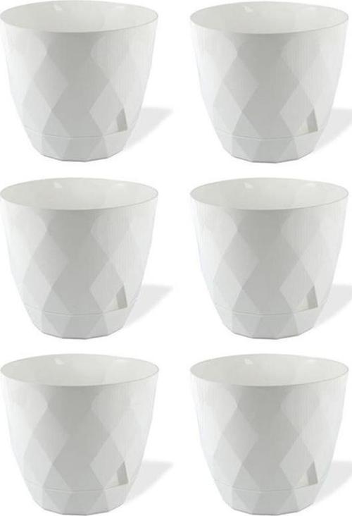 KRS-452 Yakamoz Tabaklı Plastik Saksı Takımı 1.3 Lt Beyaz 6 Adet