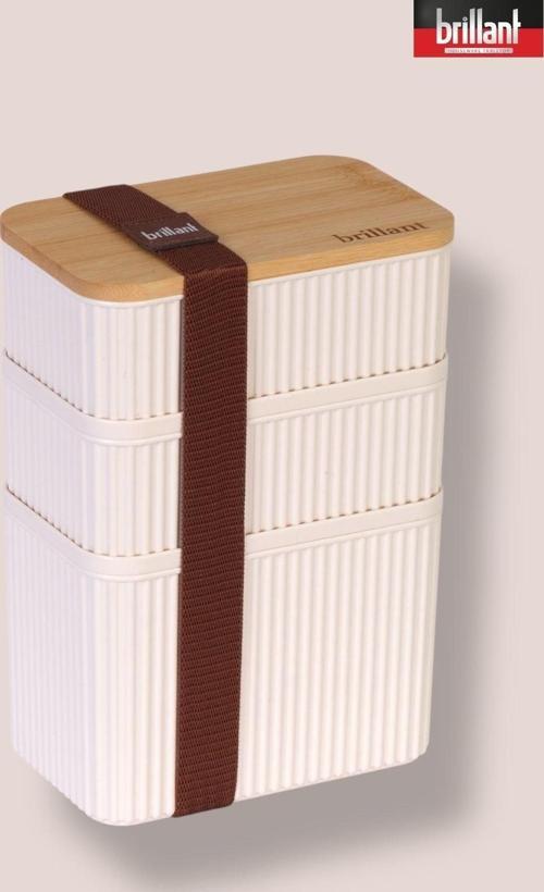 Zebra 3'lü Bambu Kapaklı Lunch Box - 1 Lt 0,5 Lt 0,5 Lt - Saklama Kabı