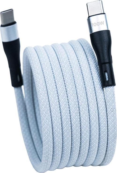 BMCC-06 Beyaz USB-C-C Manyetik Kablo – 2 m, 100 W Süper Hızlı Şarj