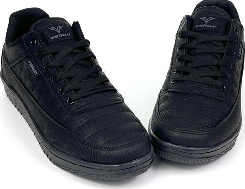 Erkek Siyah Bağcıklı Rahat Günlük Sneaker Cilt Spor Ayakkabı