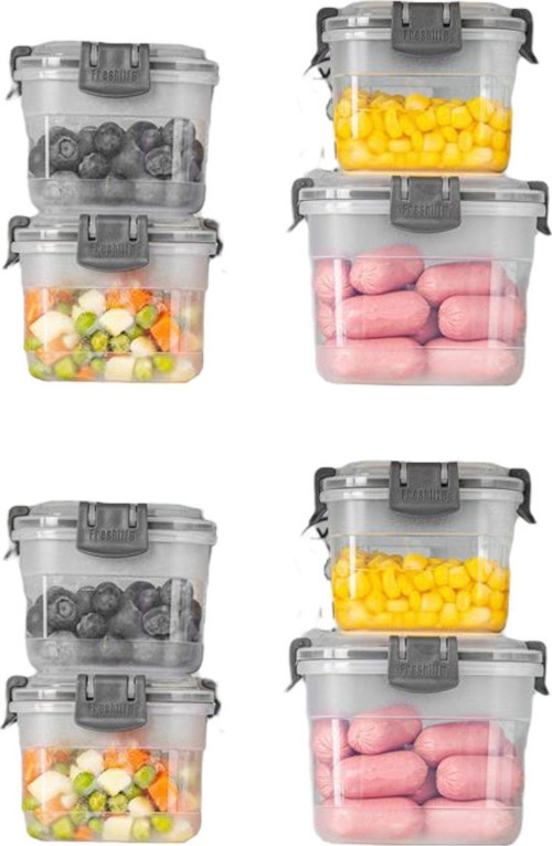 8'Li Kare Sızdırmaz Kapaklı Erzak Saklama Kabı Seti 0,300 Ml - 0,600 Ml - 1,200 Lt 1,900 Lt