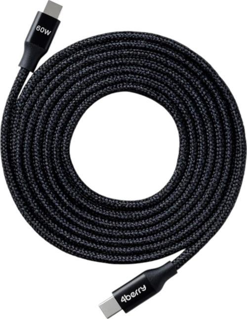 ECO-CC Siyah USB-C-C Kablosu – 1.2 m, Örgülü, 60 W Hızlı Şarj