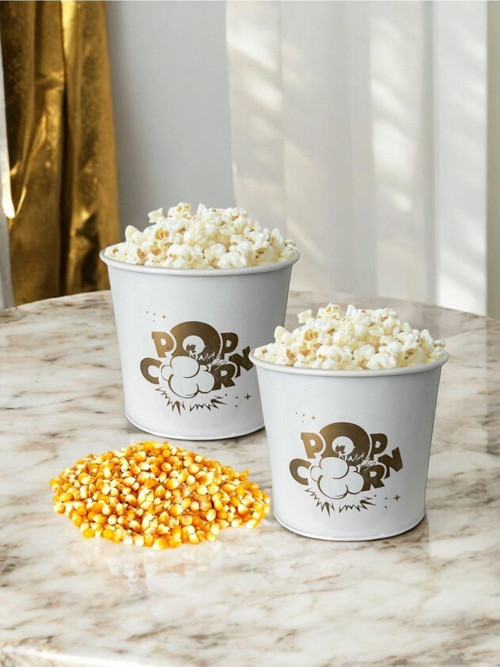 Metal Popcorn Kutusu - Patlamış Mısır Kovası 2 Adet