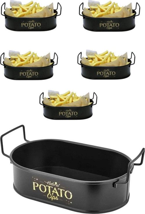 Mini Oval Patates & Cips Sunumluk 21 Cm 6 Adet