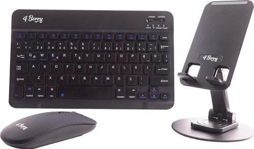 Kablosuz Klavye Mouse ve Stand Seti  + Ayarlanabilir Telefon Standı SIYAH