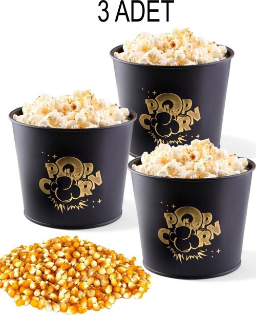 Popcorn Kutusu - Patlamış Mısır Kovası 3 Adet