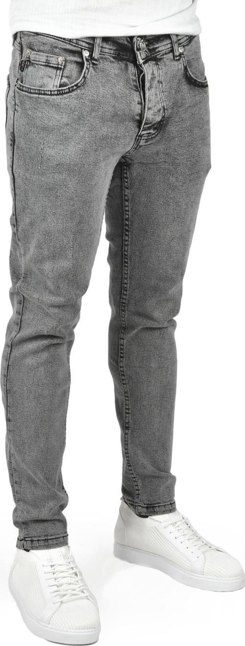 Erkek Gri Lazerli Skinny Fit Likralı Jean Kot Pantolon 2407366