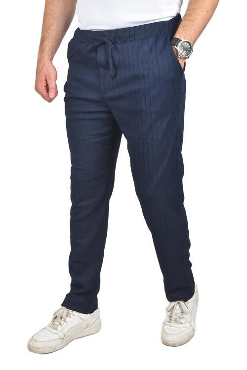 Erkek Lacivert Rahat Kesim Örme Kumaş Beli Lastikli İnce Spor Pantolon 2502216