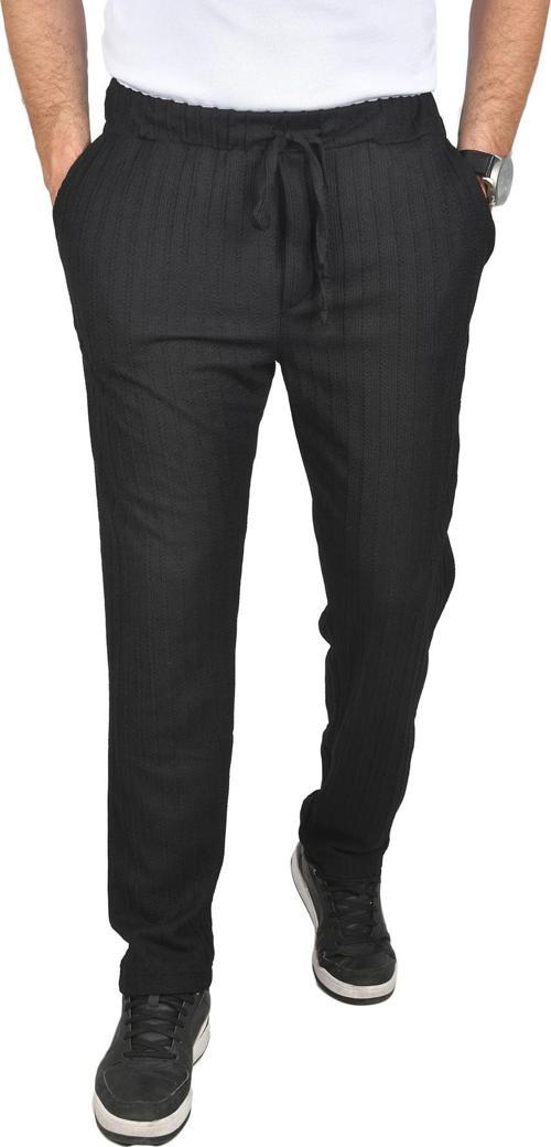 Erkek Siyah Rahat Kesim Örme Kumaş Beli Lastikli İnce Spor Pantolon 2502216