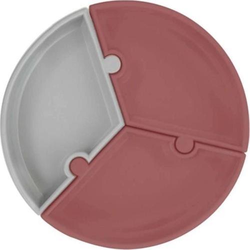 Nessiworld   Puzzle Vakum Tabanlı Silikon Tabak Velvet Rose / Powder Grey