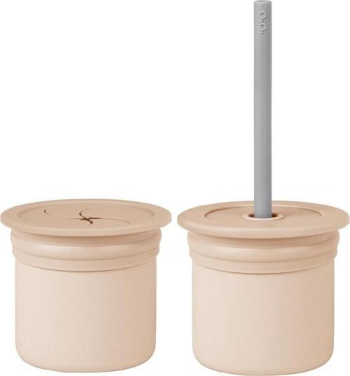 Eğitici Çocuk Oyuncak    Pipetli Silikon Bardak Seti Bubble Beige / Powder Grey