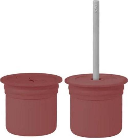 Eğitici Çocuk Oyuncak    Pipetli Silikon Bardak Seti Velvet Rose / Powder Grey