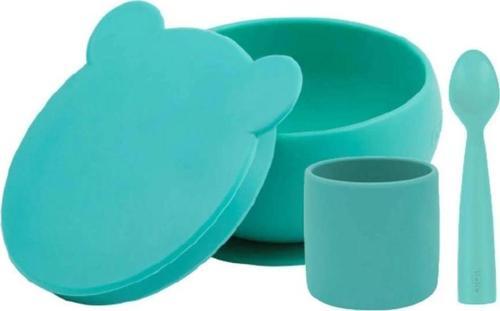 Eğitici Gelişim  Blw I Silikon Beslenme Seti 3'Lü (Kaseli) Aqua Green
