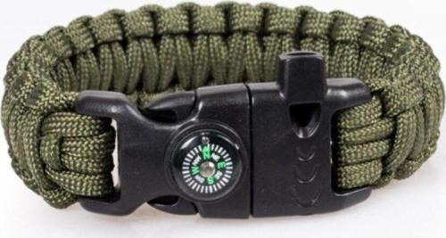 Haki Renk Paracord Pusulalı Bileklik