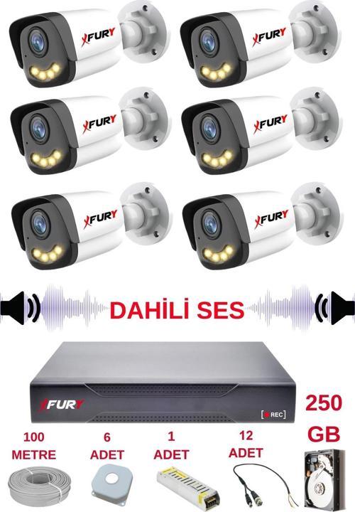 6 lı Sesli Gece Renkli Görüş Güvenlik Kamerası Su Geçirmez Güvenlik Kamerası Seti 5590s 250GB