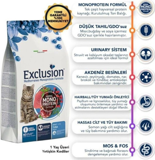 Ton Balıklı Narlı Yaban Mersinli Düşük Tahıllı Yetişkin Kedi Maması 1.5 Kg