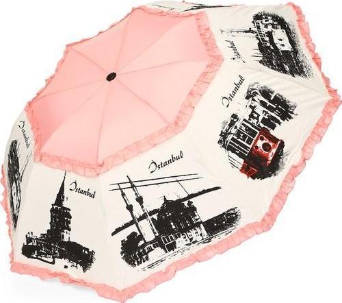 Almera Pembe İstanbul Konseptli Katlanır Şemsiye