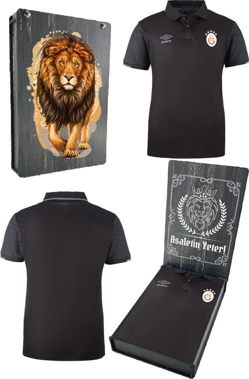 Orijinal Lisanslı 5 Yıldızlı Polo Yaka Siyah T-Shirt Gs Hediyelik Ahşap Kutu