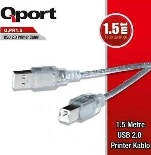 QPORT Q-PR1.5 1,5m USB 2.0 YAZICI KABLOSU Paket (8 tane)