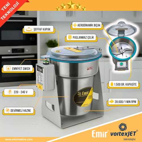 Bakla Öğütme Makinesi Bakliyat Öğütücü Makinesi 1500 Gr 28000 Devir