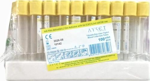 Vakumlu Jelli Boş Tüp 8 ML (Sarı Kapak) 100'lü Paket