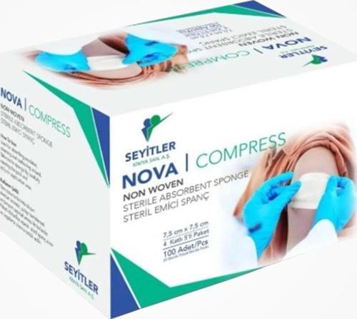 Nova Kompres Steril Nonwoven 7,5cm x 7,5cm Spanç 100'lü Kutu