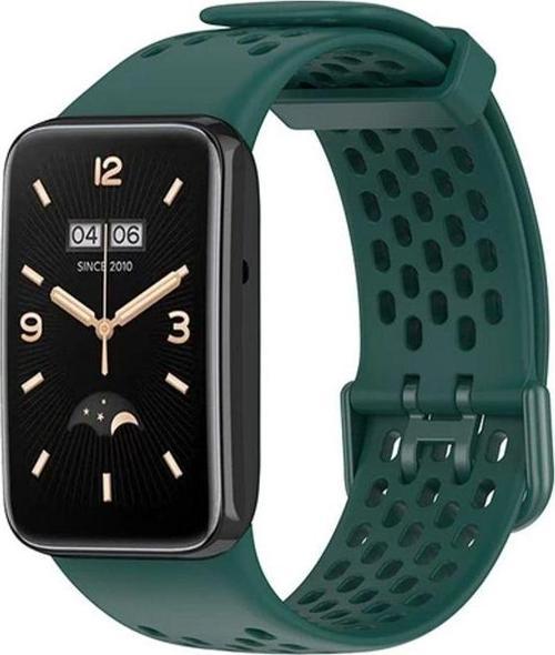 Mi Band 7 Pro Uyumlu Soft Silikon Saat Kayışı Aşınma Nefes Alabası Yedek Bant - Midnight Green