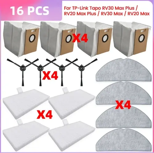  Tapo RV30 Max Plus / RV20 Max Plus / RV30 Max / RV20 Max Parçaları Toz Torbası Hepa Filtre Yan Fır