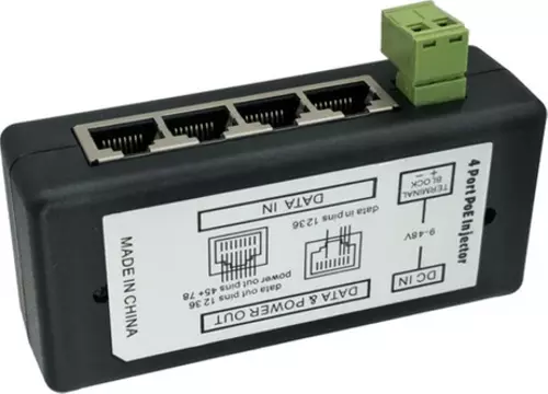 Gözetim Ip Kameraları Için 4 Portlu Poe Enjektörü Ethernet Üzerinden Güç Adaptörü Poe Güç Adaptörü 