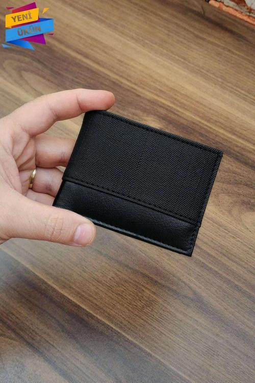 Erkek Cüzdan | Kot Desen basklı | Minimal tasarım | 10 Kart Cepli | Modern Tasarım | Siyah Renk