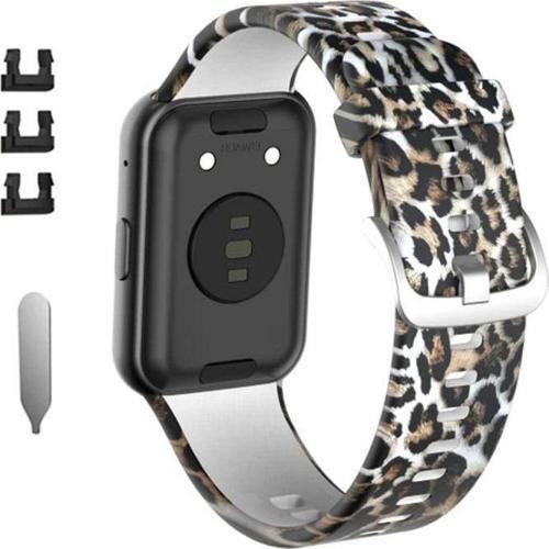 Daart Desen Baskı Silikon Watchme Bandı Kayışı Huawei Uyumu Için Fit - Leopar Deseni Için