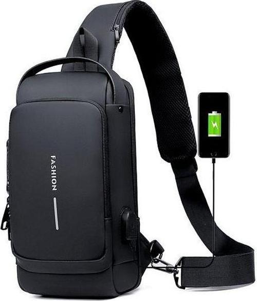 Erkek USB Portlu Omuz Çantası - Siyah SR2702P385SS