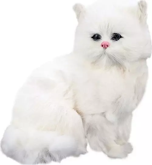  Gerçekçi Simülasyon Kedi Oyuncak - Beyaz 
