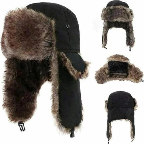 Erkek Kış Trapper Aviator Trooper Kış Kulaklığı Sıcak Rus Su Geçirmez Kayak Şapkası Bombacı