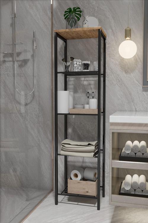 Siyah 40 Cm.Çok Amaçlı Raf, Mutfak Rafı , Banyo Düzenleyici Raf 1893S