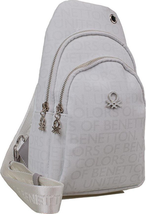 Beyaz BNT 1286 Eskitme Monogram Kadın Vücut Çantası