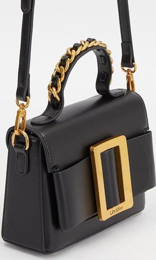 Levidor Siyah Zincir İşlemeli Premium Kadın El Çantası