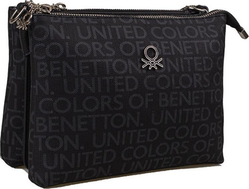 Siyah Eskitme Monogram Kadın Çapraz Çanta BNT 1283