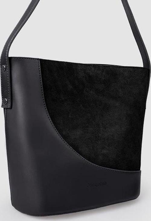 Siyah Nubuk Deri Detaylu Kadın Çapraz Çanta