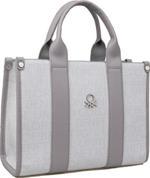 Beyaz Monogram Eskitme Kadın El Çantası BNT 1596