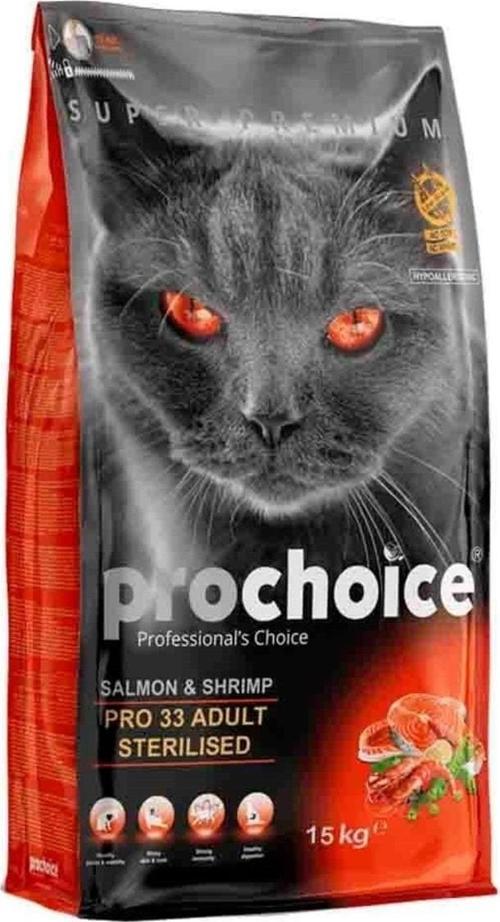 Pro Choice 33 Adult Salmon - Shrimp Somonlu ve Karidesli Kısırlaştırılmış Kedi Maması 15kg
